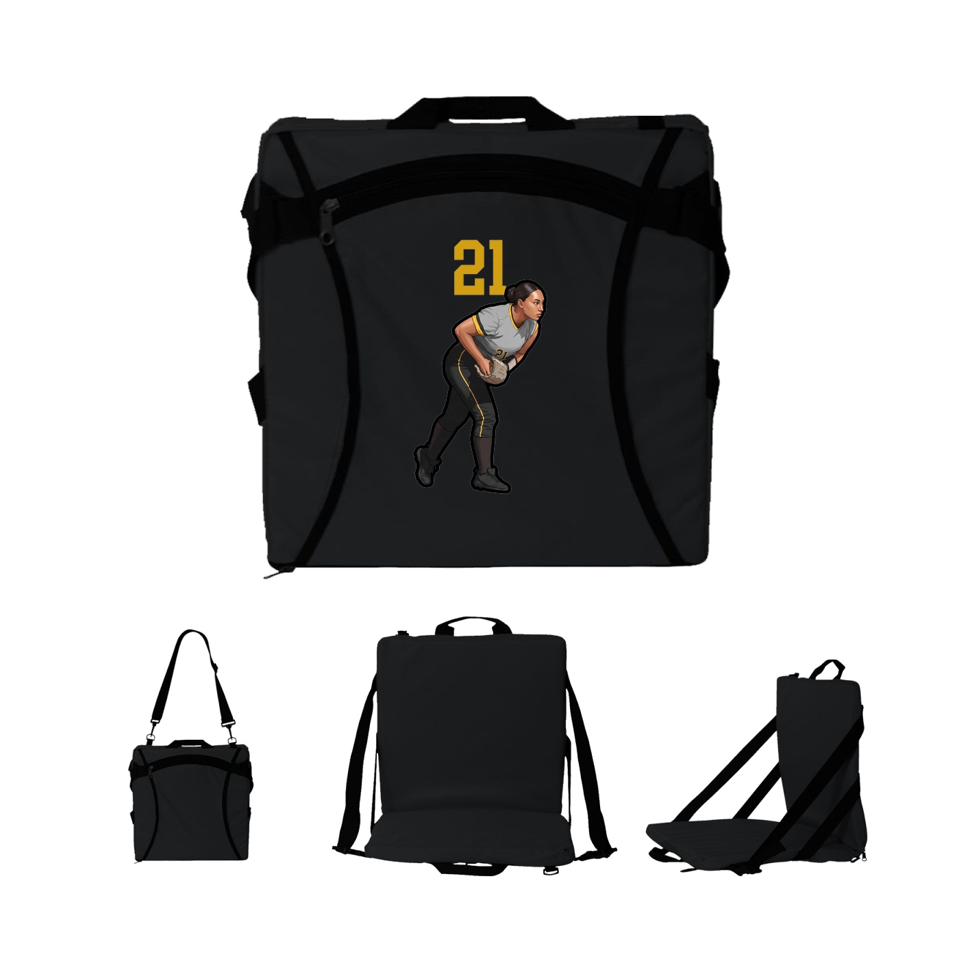Folding Stadium Seat — Number Top in Black