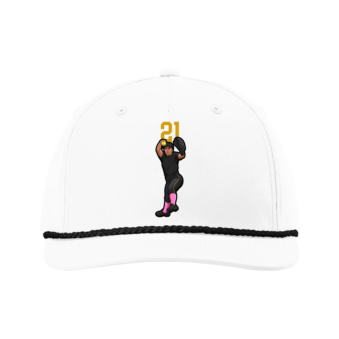 Five-Panel Classic Rope Cap — Number Top in White