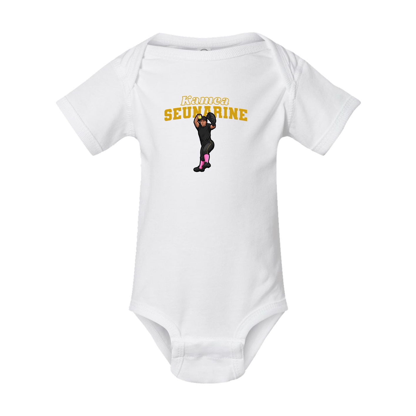 Baby Onesie — Name Arch in White