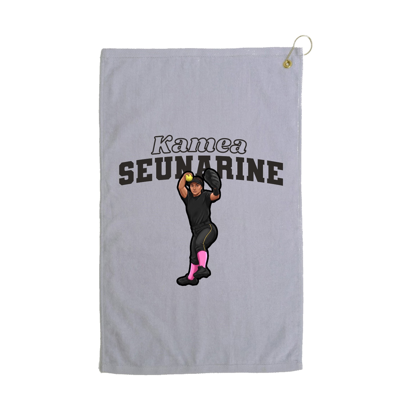 Golf Towel — Name Arch in Grey