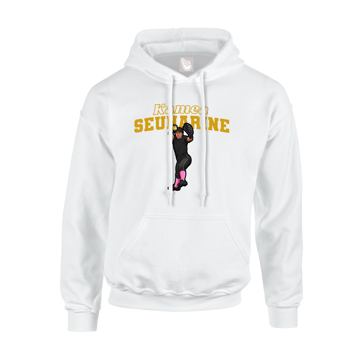 Youth Hoodie — Name Arch in White