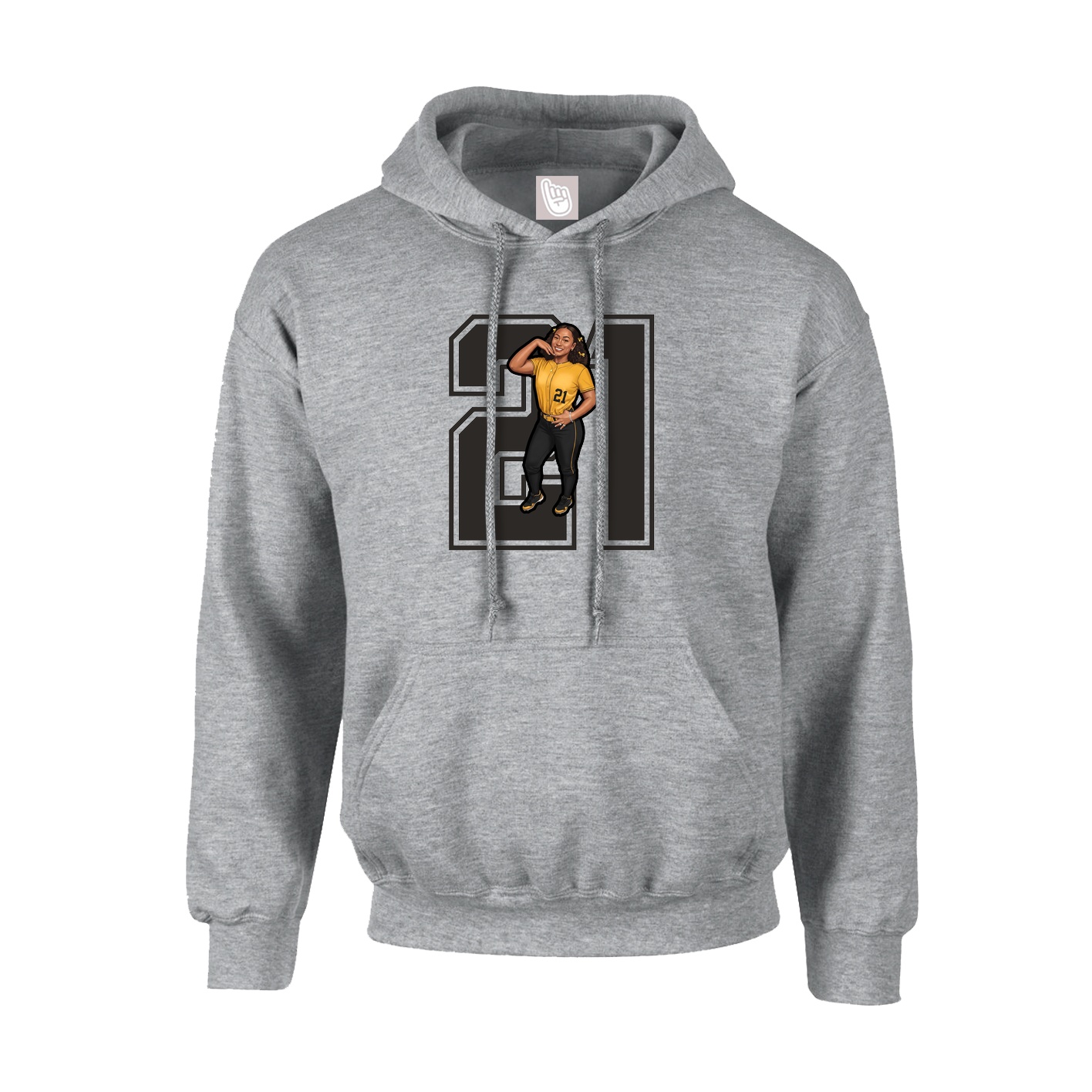 Youth Hoodie — Number in Grey