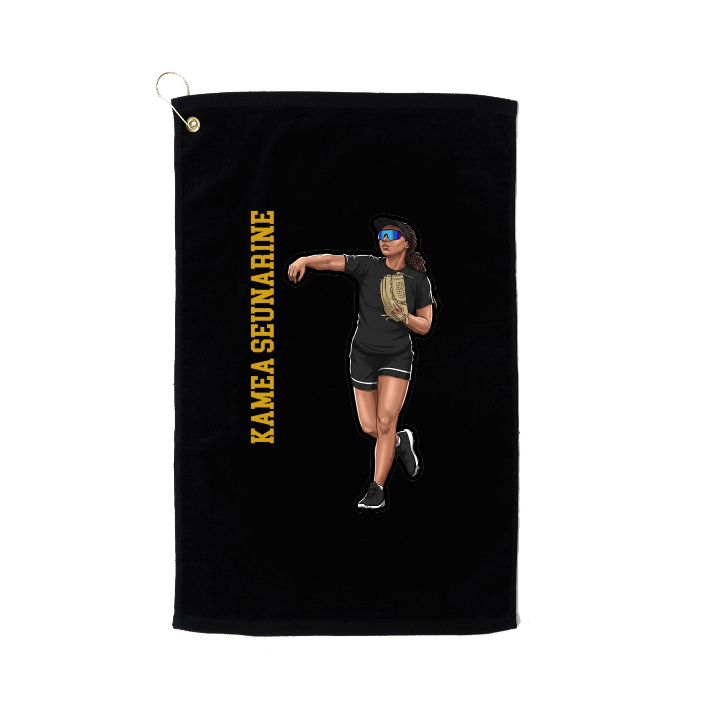 Golf Towel — Name Vertical in Black