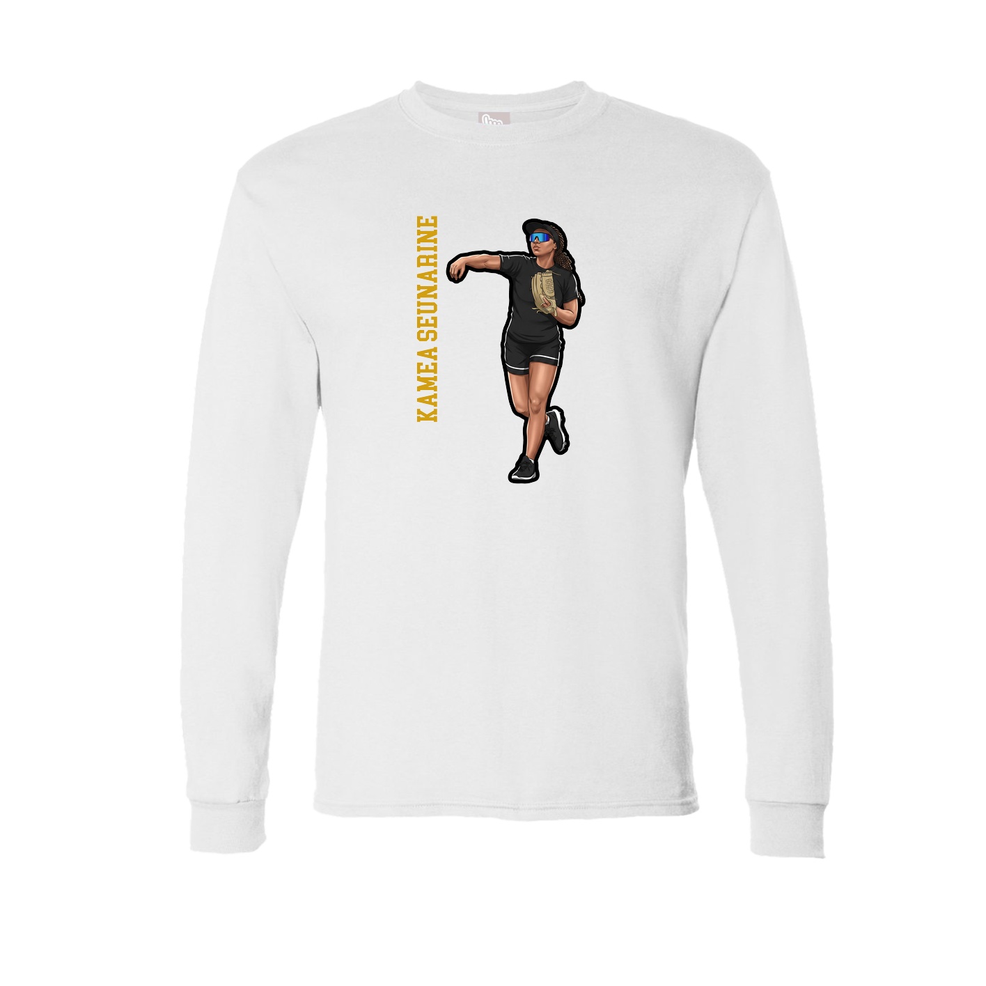 Long Sleeve Tee — Name Vertical in White