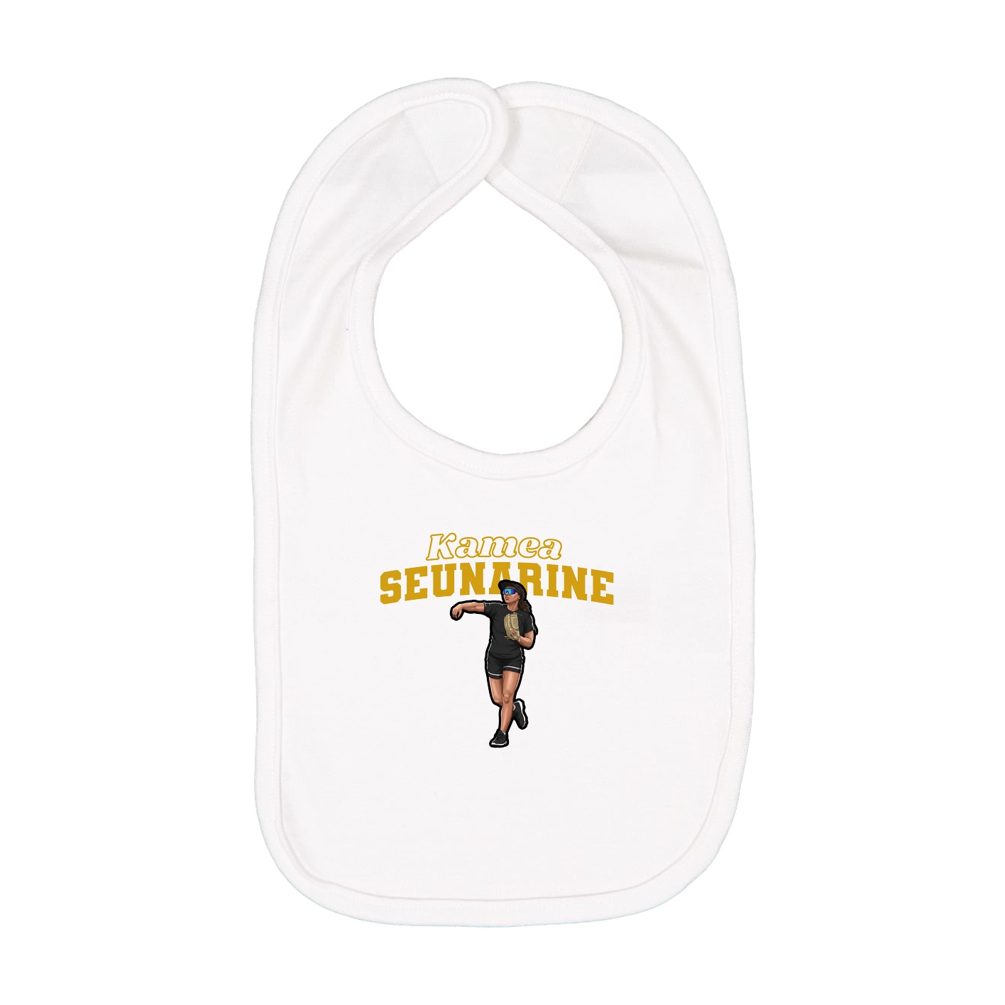 Infant Bib — Name Arch in White