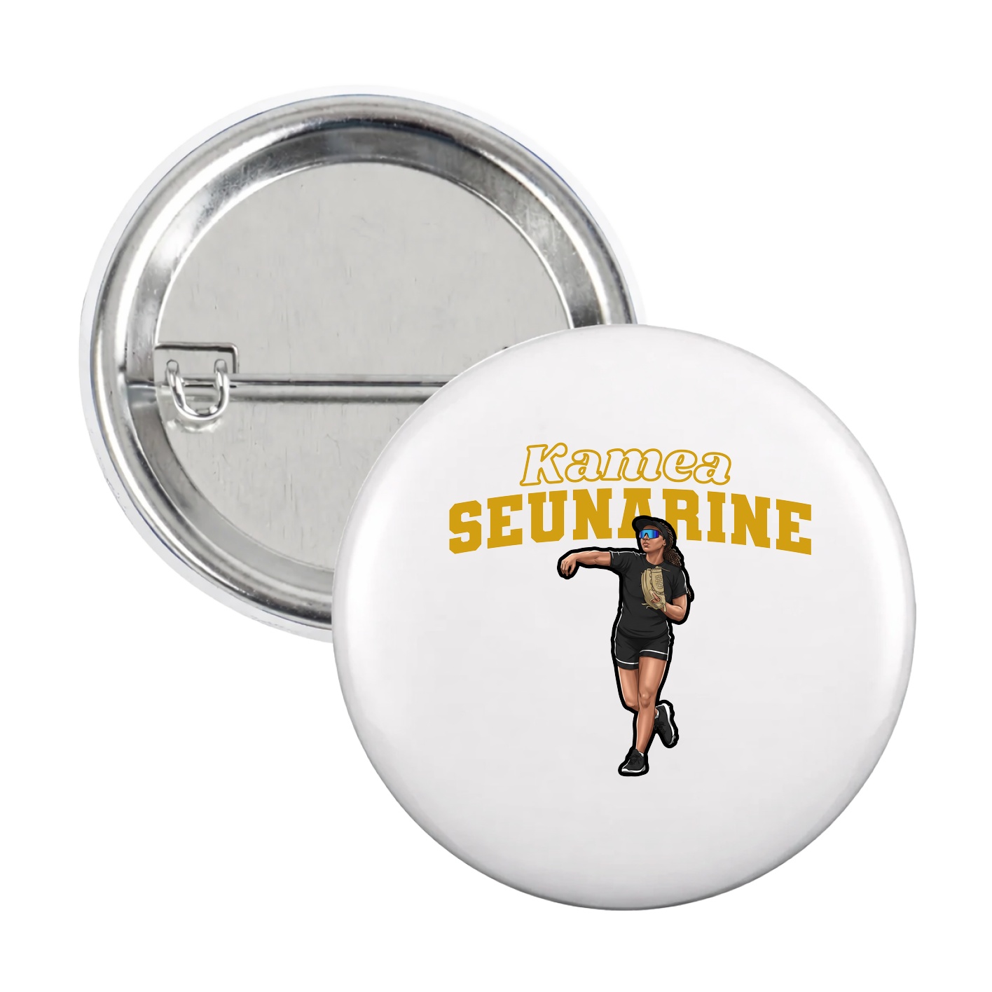 Game Day Button — Name Arch in White
