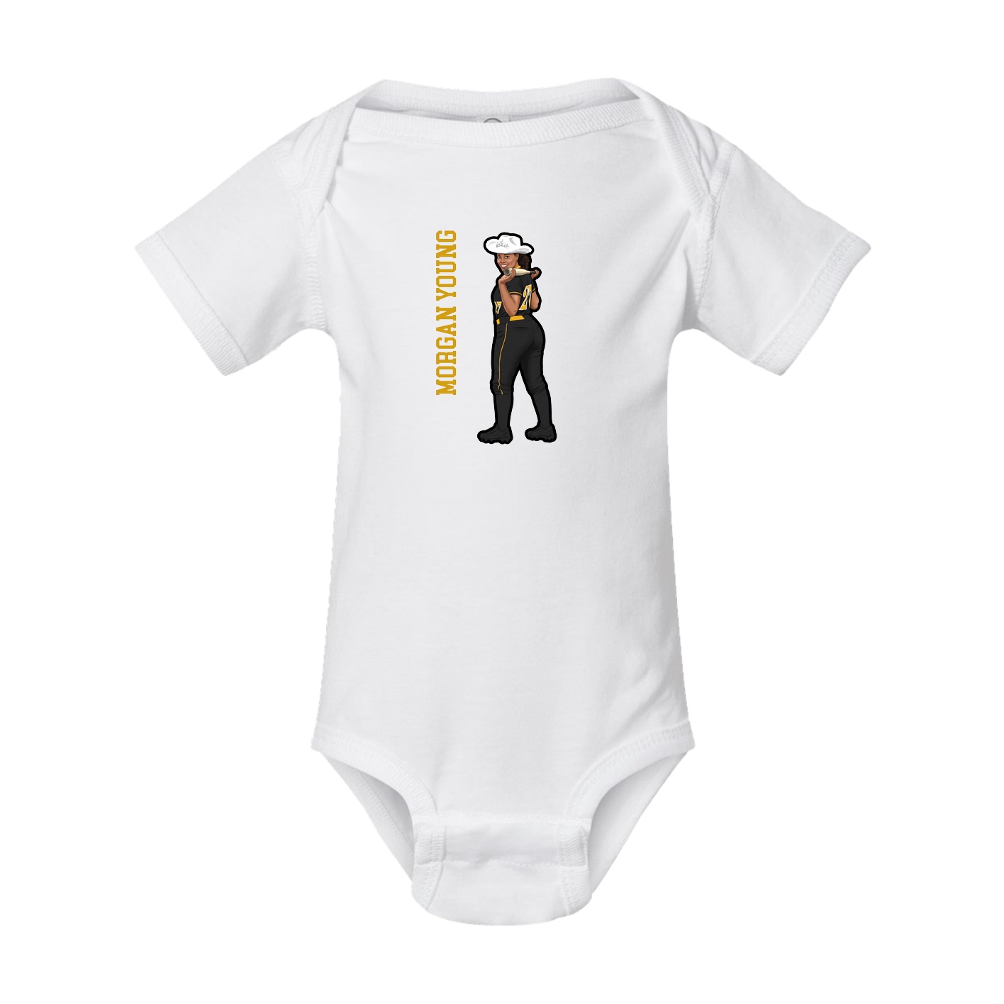 Baby Onesie — Name Vertical in White