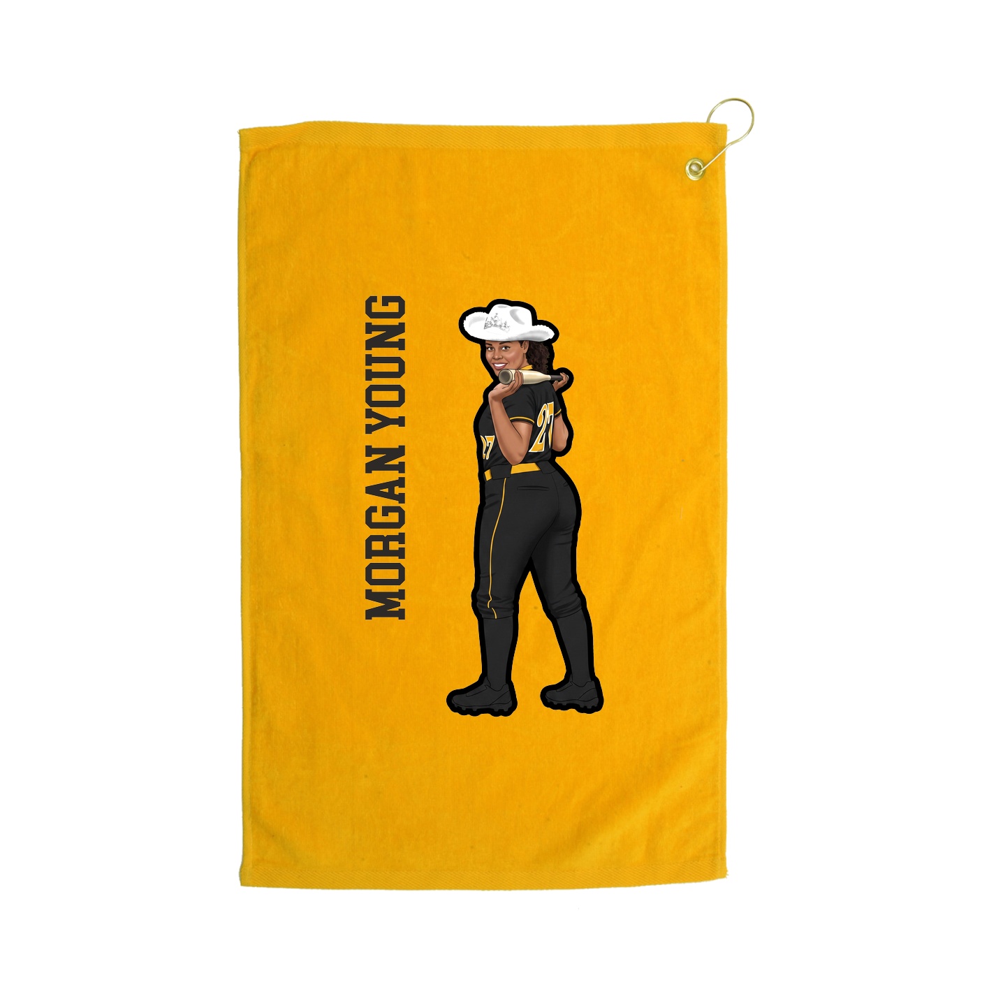 Golf Towel — Name Vertical in Gold
