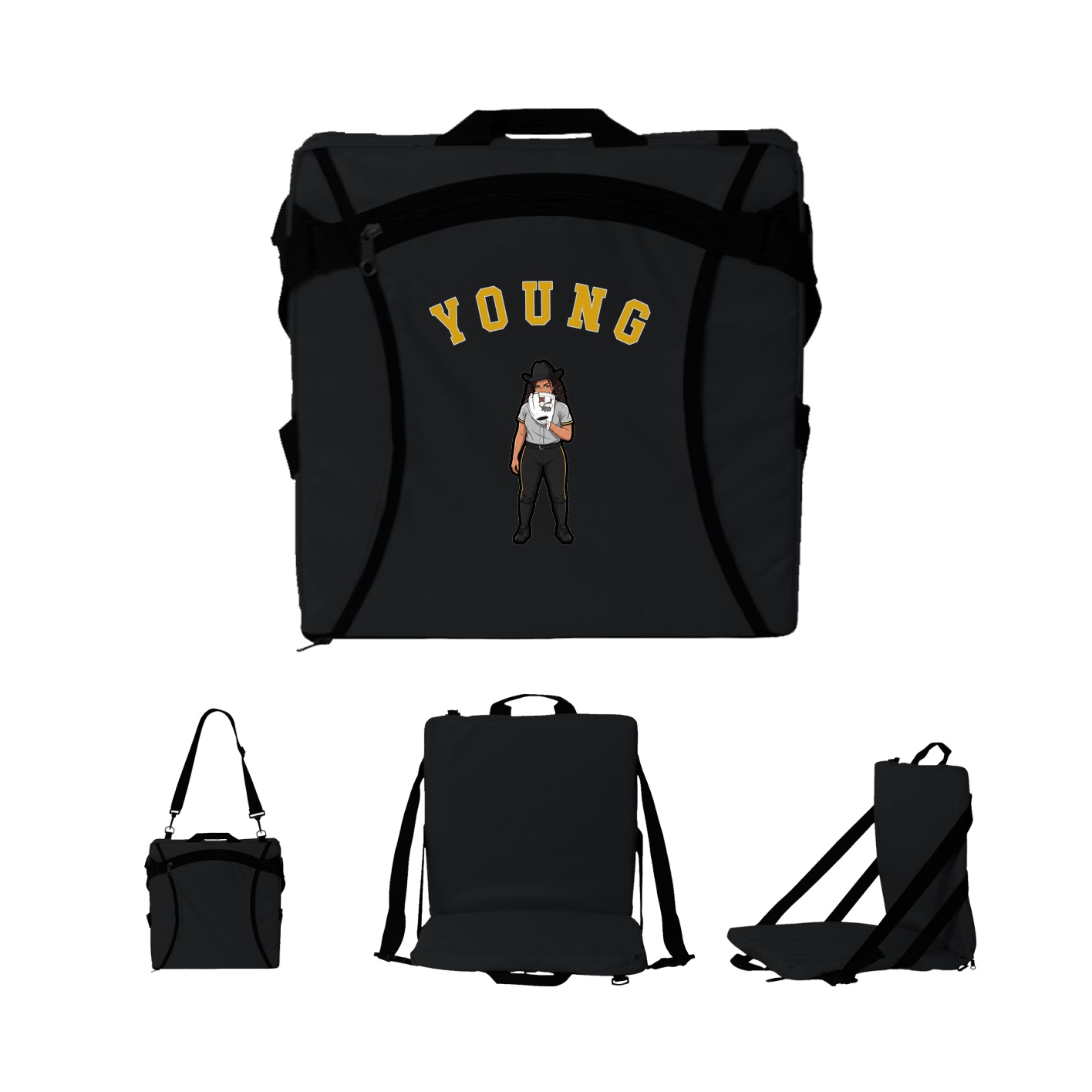 Folding Stadium Seat — Shirsey Arch in Black