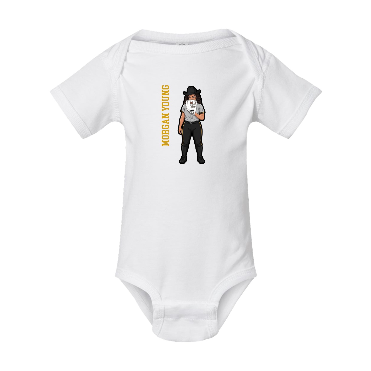 Baby Onesie — Name Vertical in White