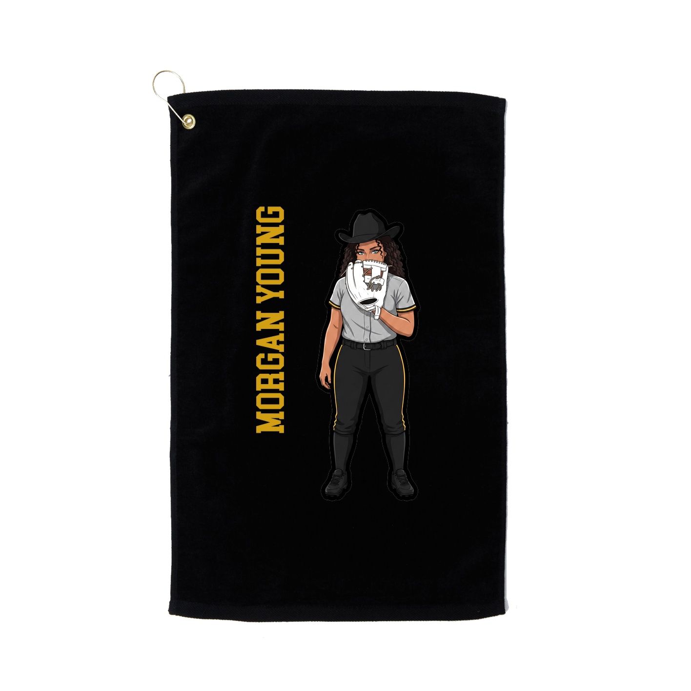 Golf Towel — Name Vertical in Black