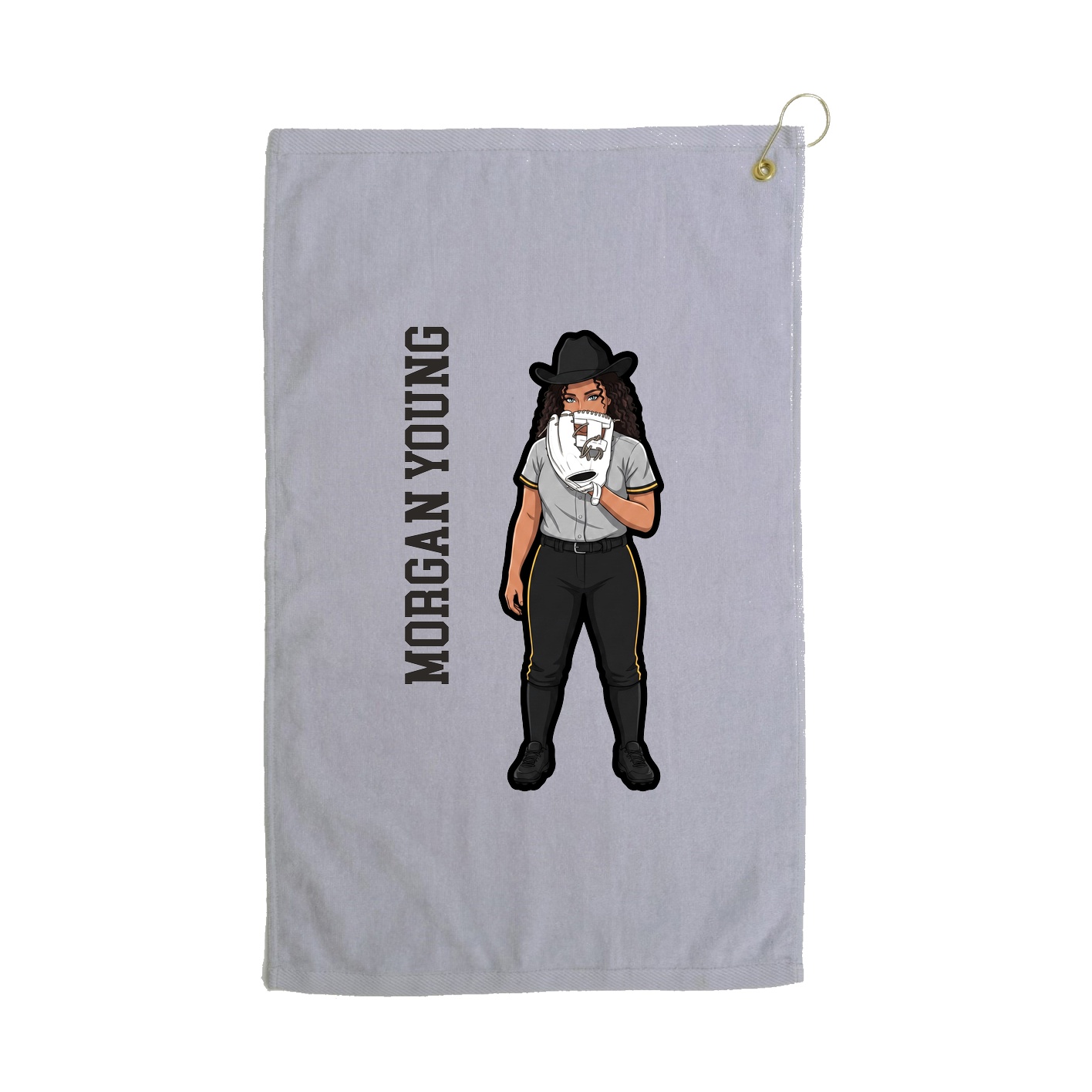Golf Towel — Name Vertical in Grey