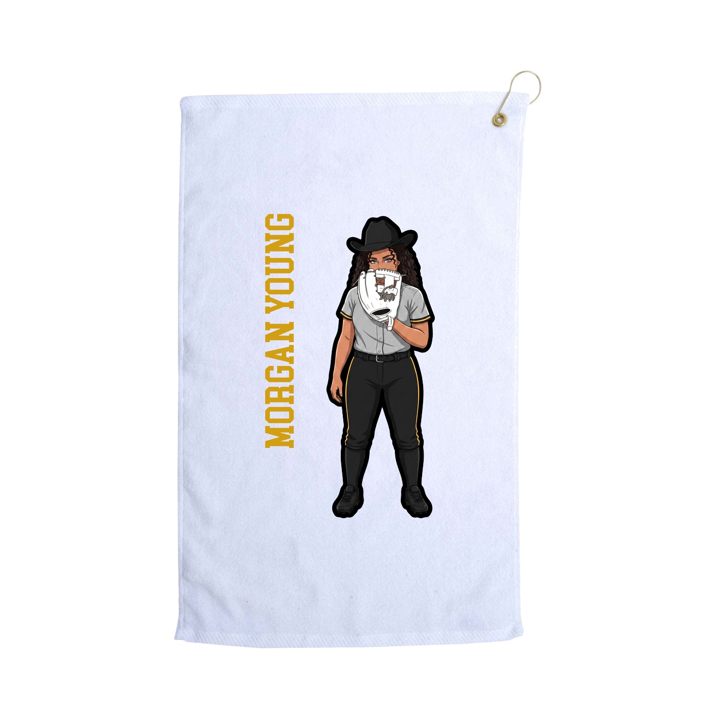 Golf Towel — Name Vertical in White
