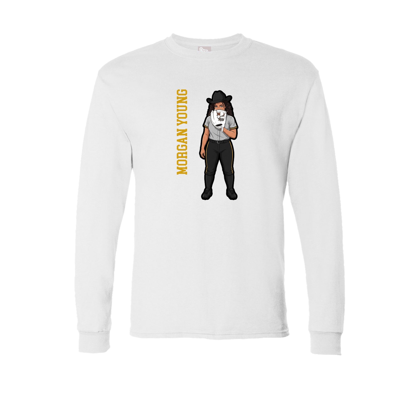Long Sleeve Tee — Name Vertical in White