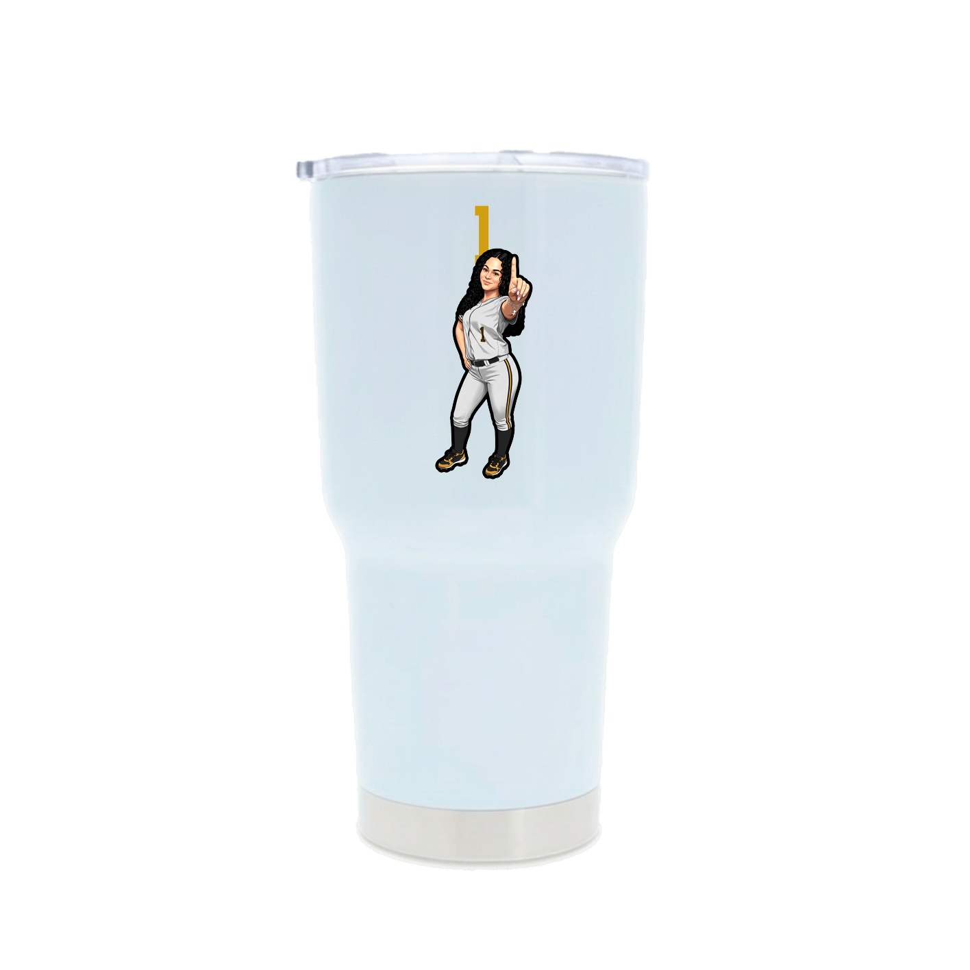 30oz Stainless Steel Tumbler — Number Top in White