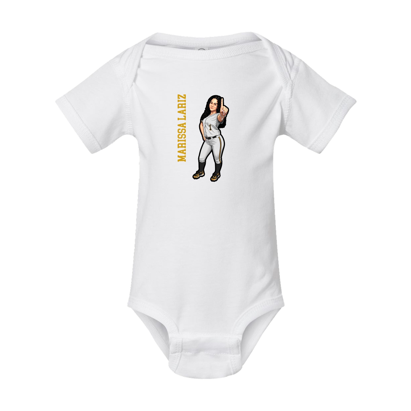 Baby Onesie — Name Vertical in White