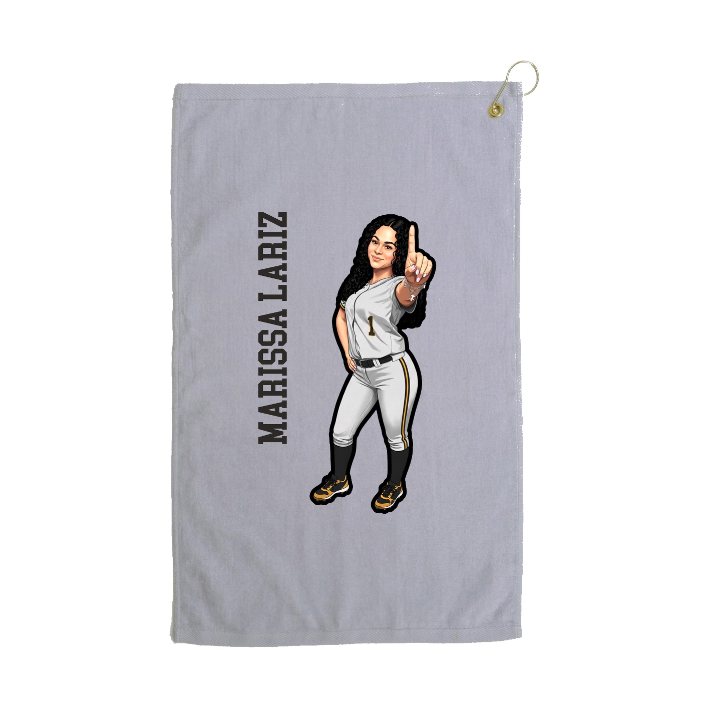 Golf Towel — Name Vertical in Grey