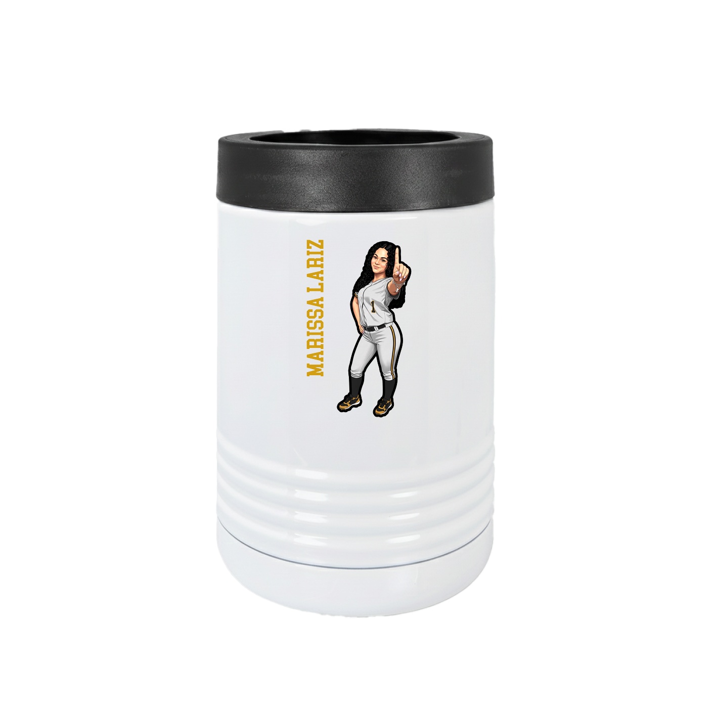 Beverage Holder — Name Vertical in White