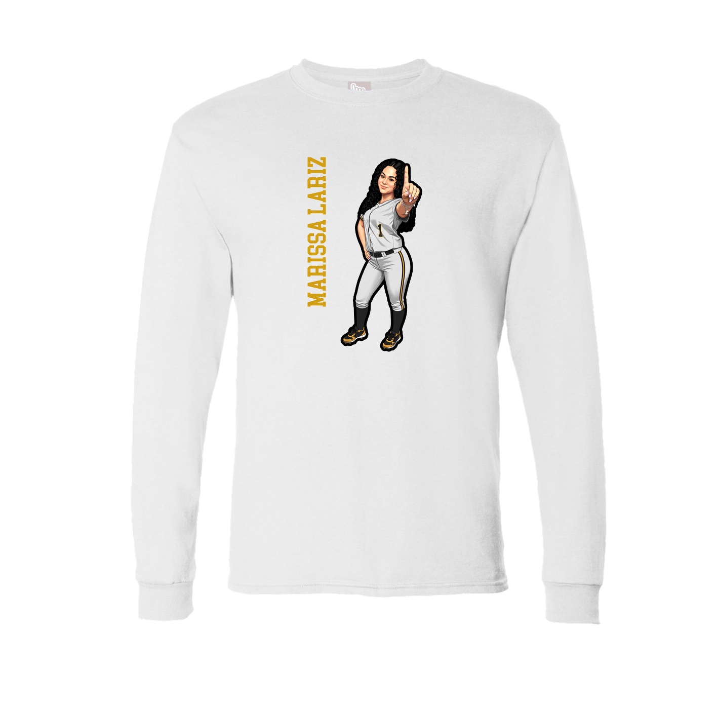 Long Sleeve Tee — Name Vertical in White