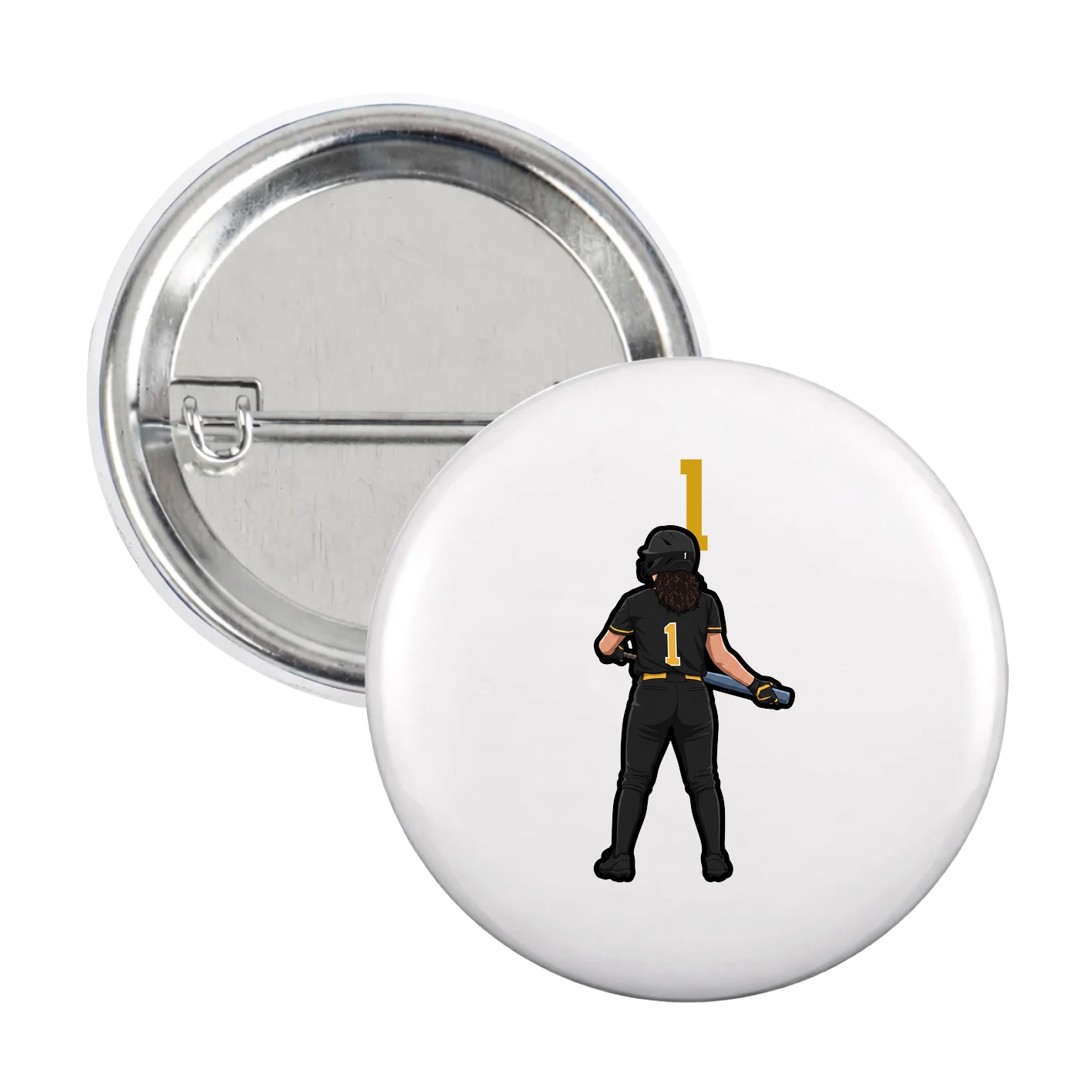 Game Day Button — Number Top in White