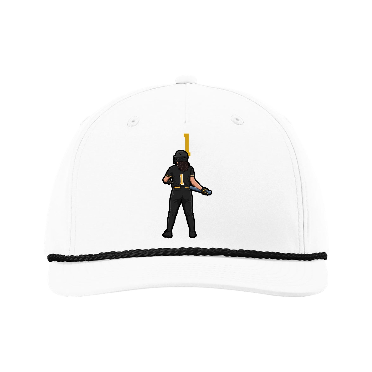 Five-Panel Classic Rope Cap — Number Top in White
