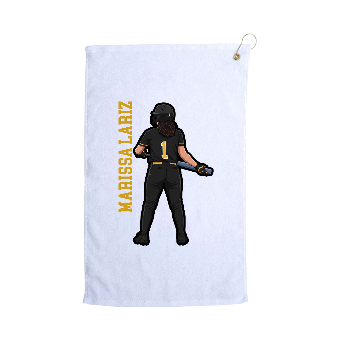 Golf Towel — Name Vertical in White