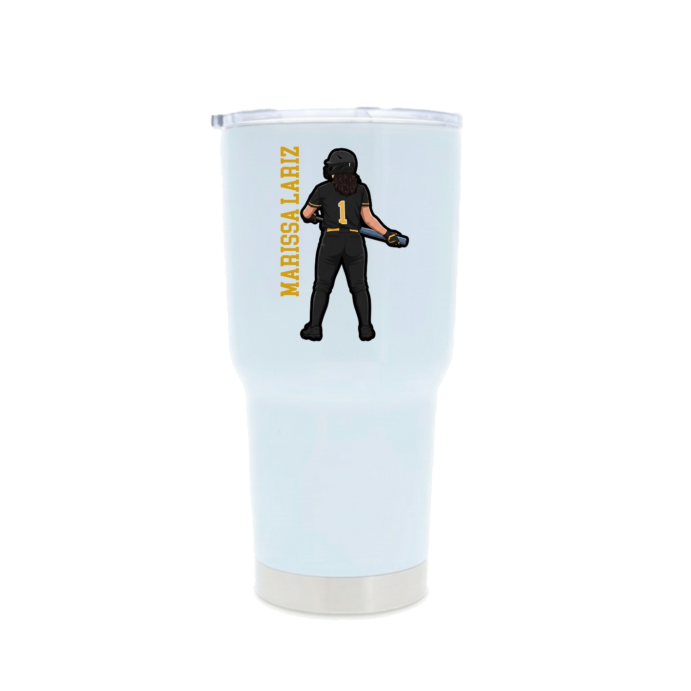 30oz Stainless Steel Tumbler — Name Vertical in White