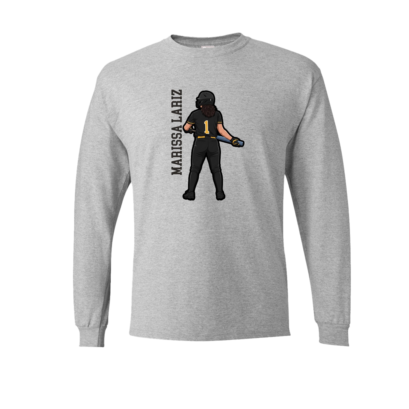 Long Sleeve Tee — Name Vertical in Grey