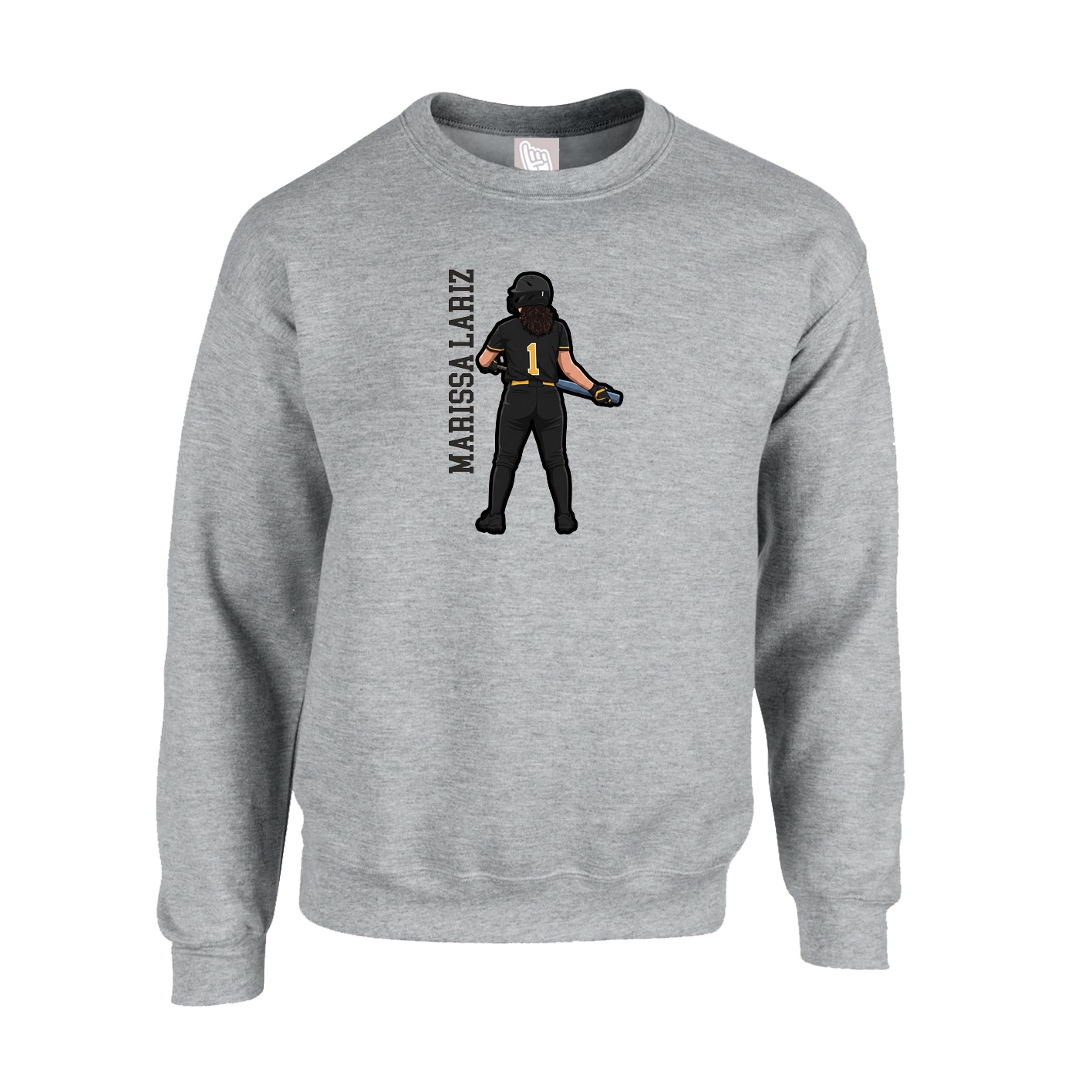 Fleece Crew — Name Vertical in Grey