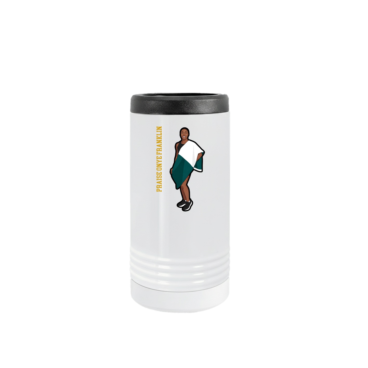 Slim Beverage Holder — Name Vertical in White