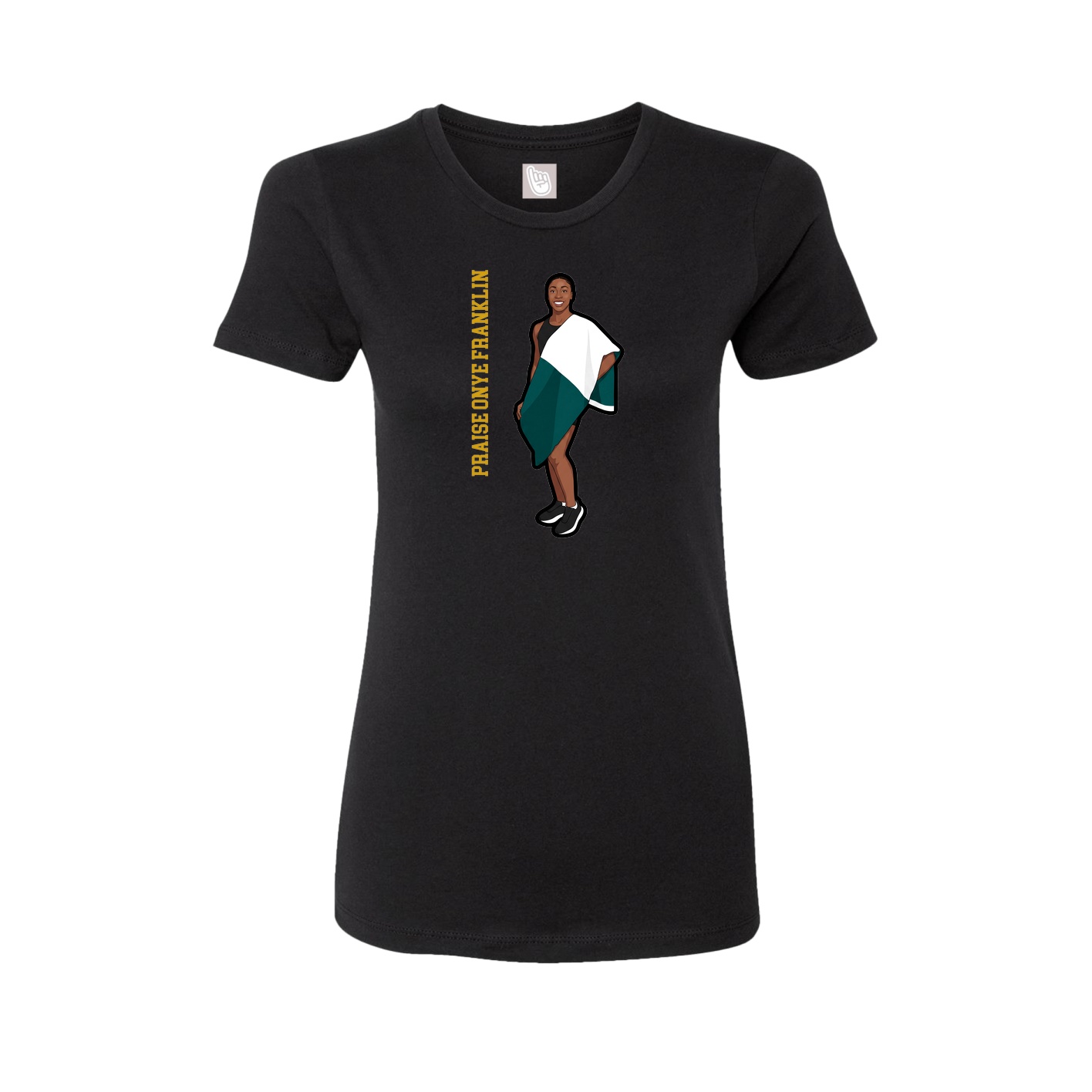 Womens Tee — Name Vertical in Black