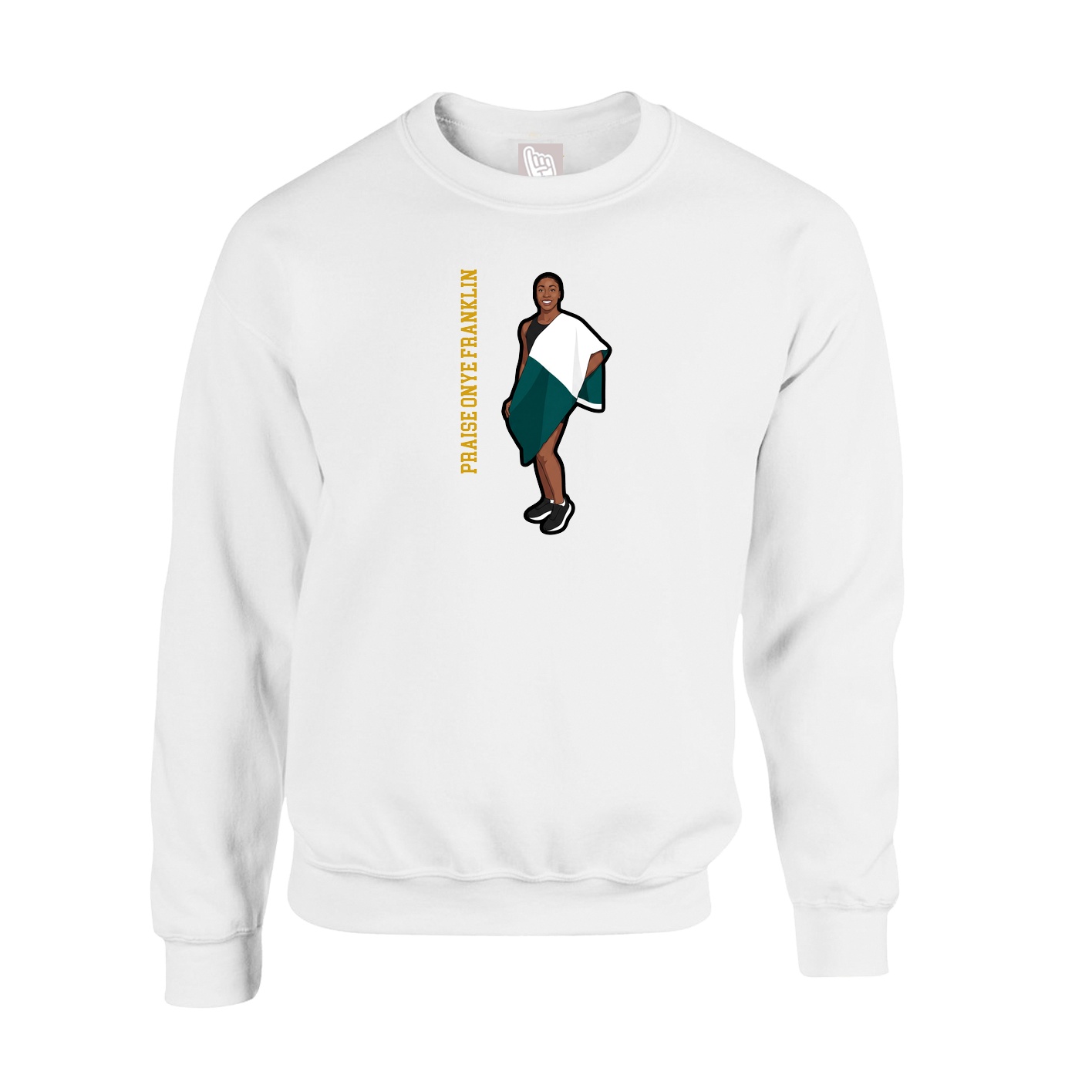 Fleece Crew — Name Vertical in White