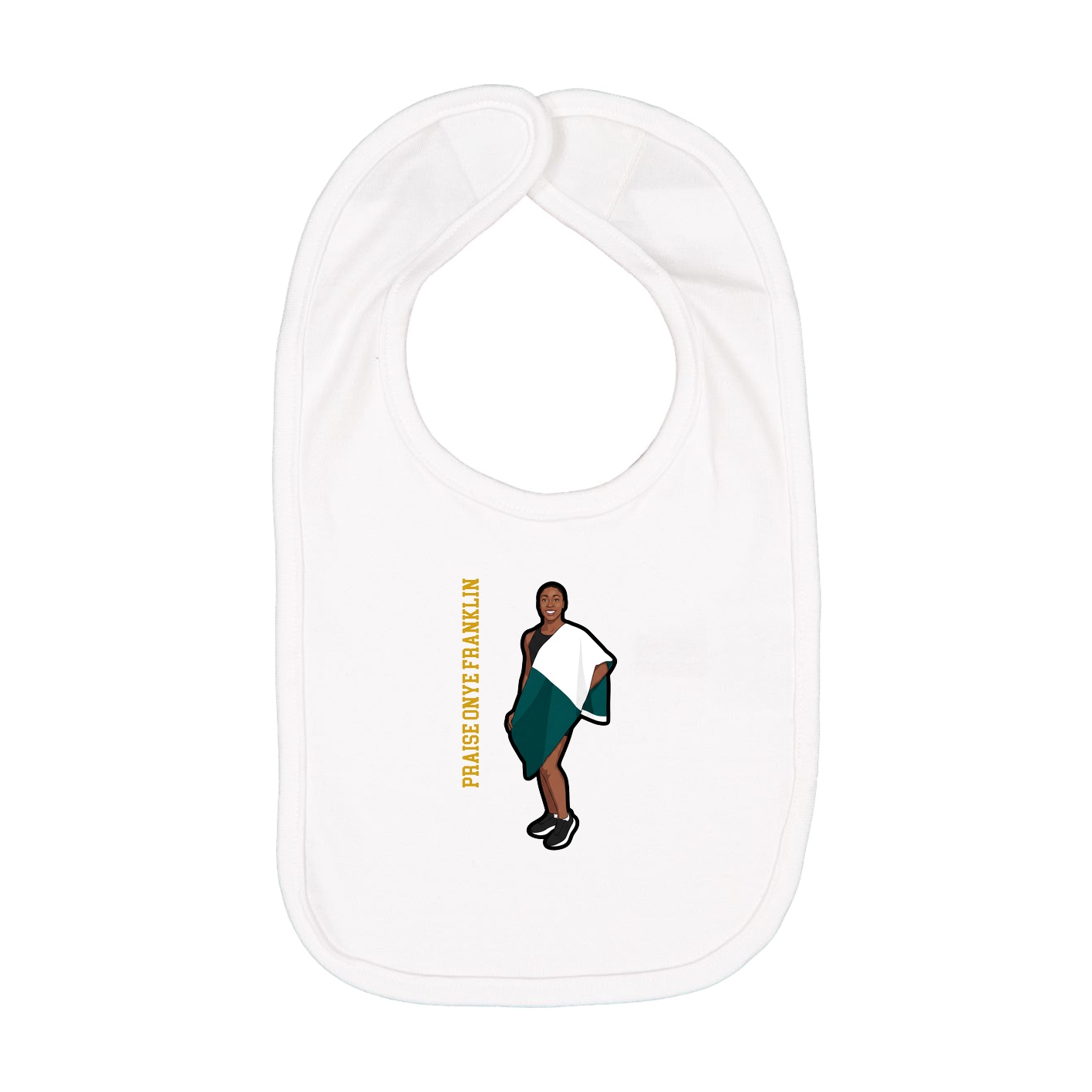 Infant Bib — Name Vertical in White