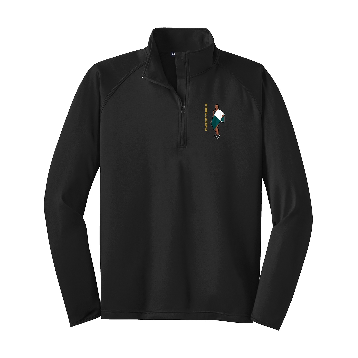 Q-Zip Pullover — Name Vertical in Black