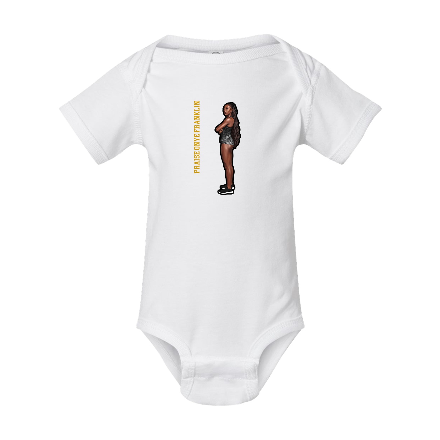 Baby Onesie — Name Vertical in White