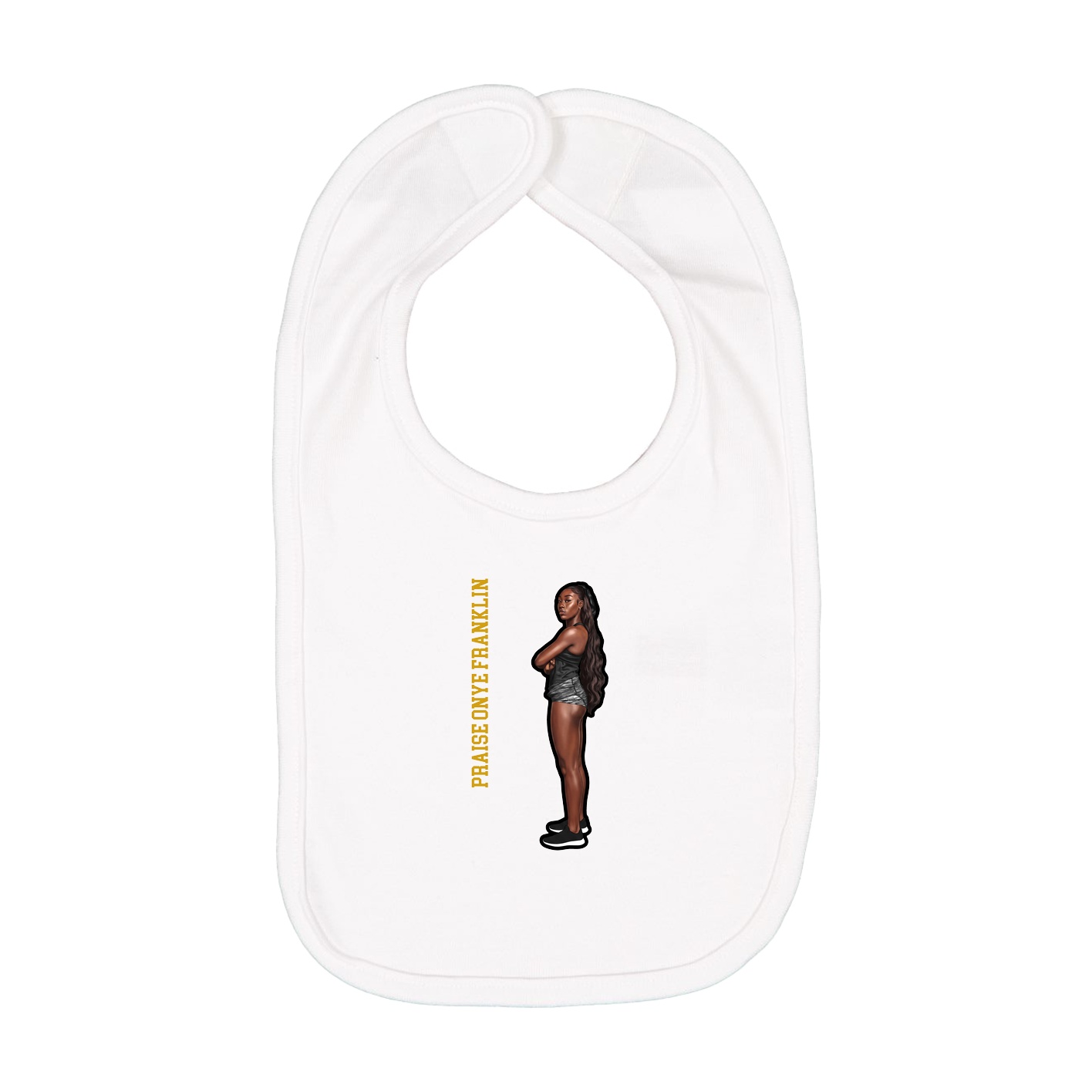 Infant Bib — Name Vertical in White