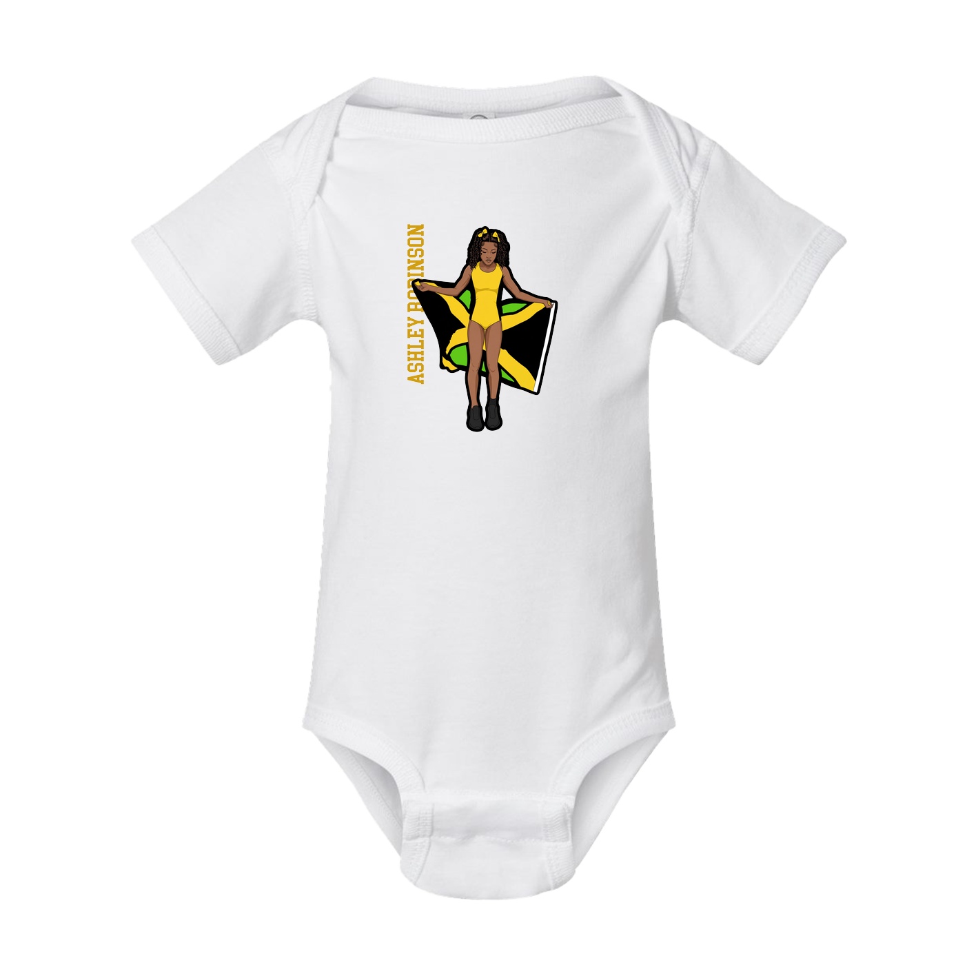 Baby Onesie — Name Vertical in White