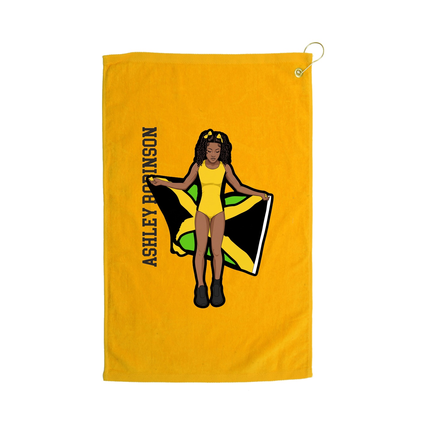 Golf Towel — Name Vertical in Gold