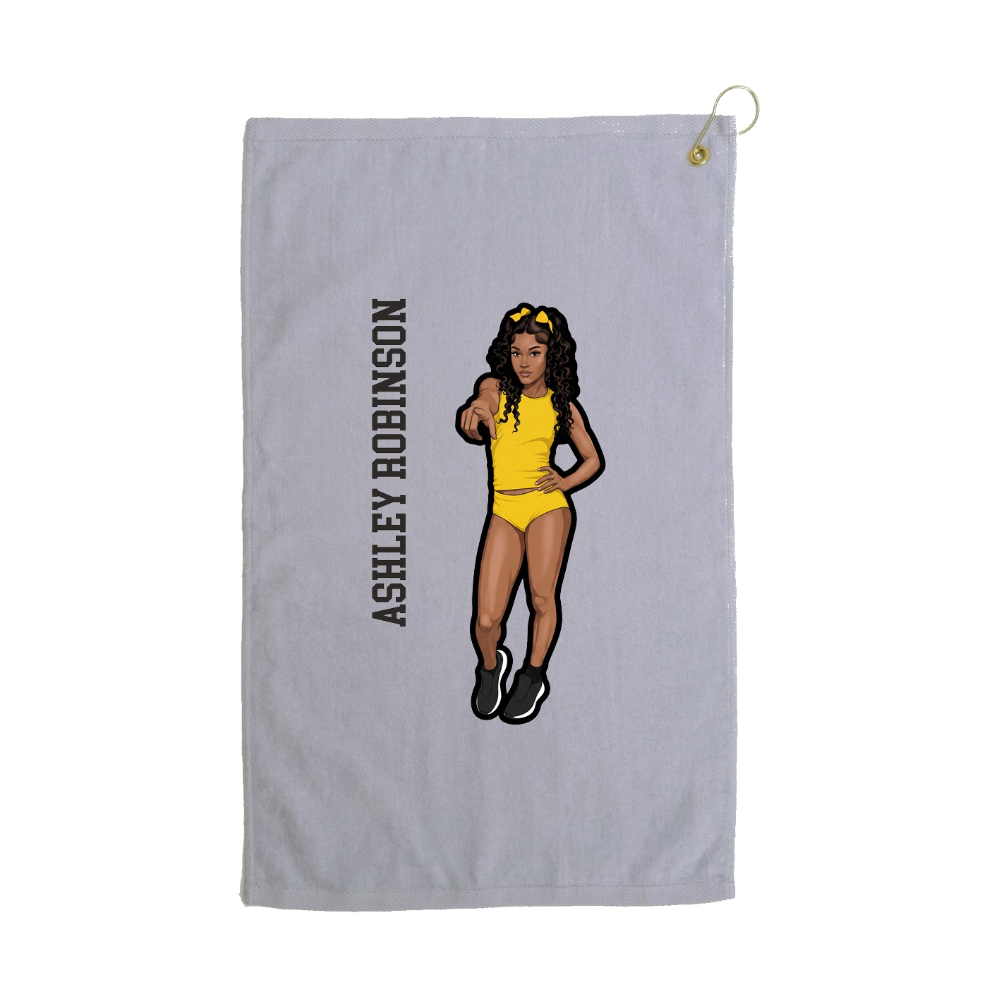 Golf Towel — Name Vertical in Grey