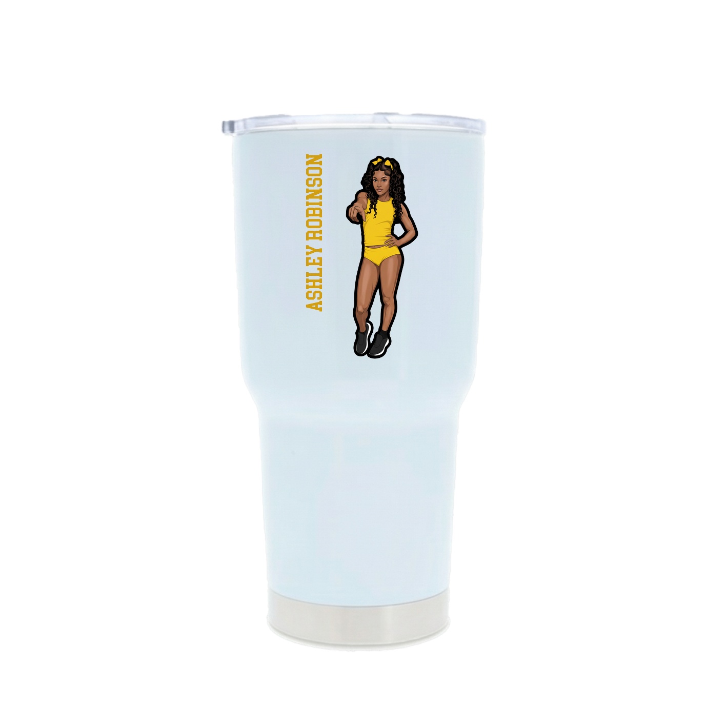 30oz Stainless Steel Tumbler — Name Vertical in White
