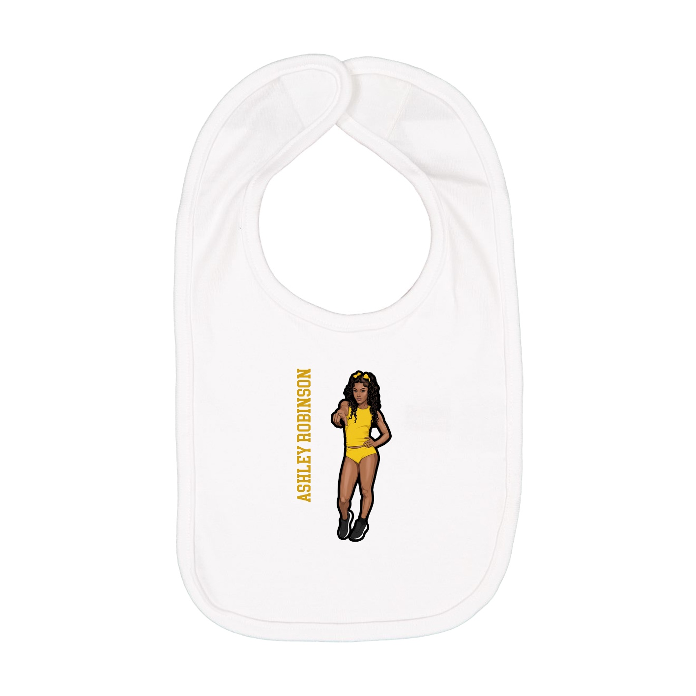 Infant Bib — Name Vertical in White