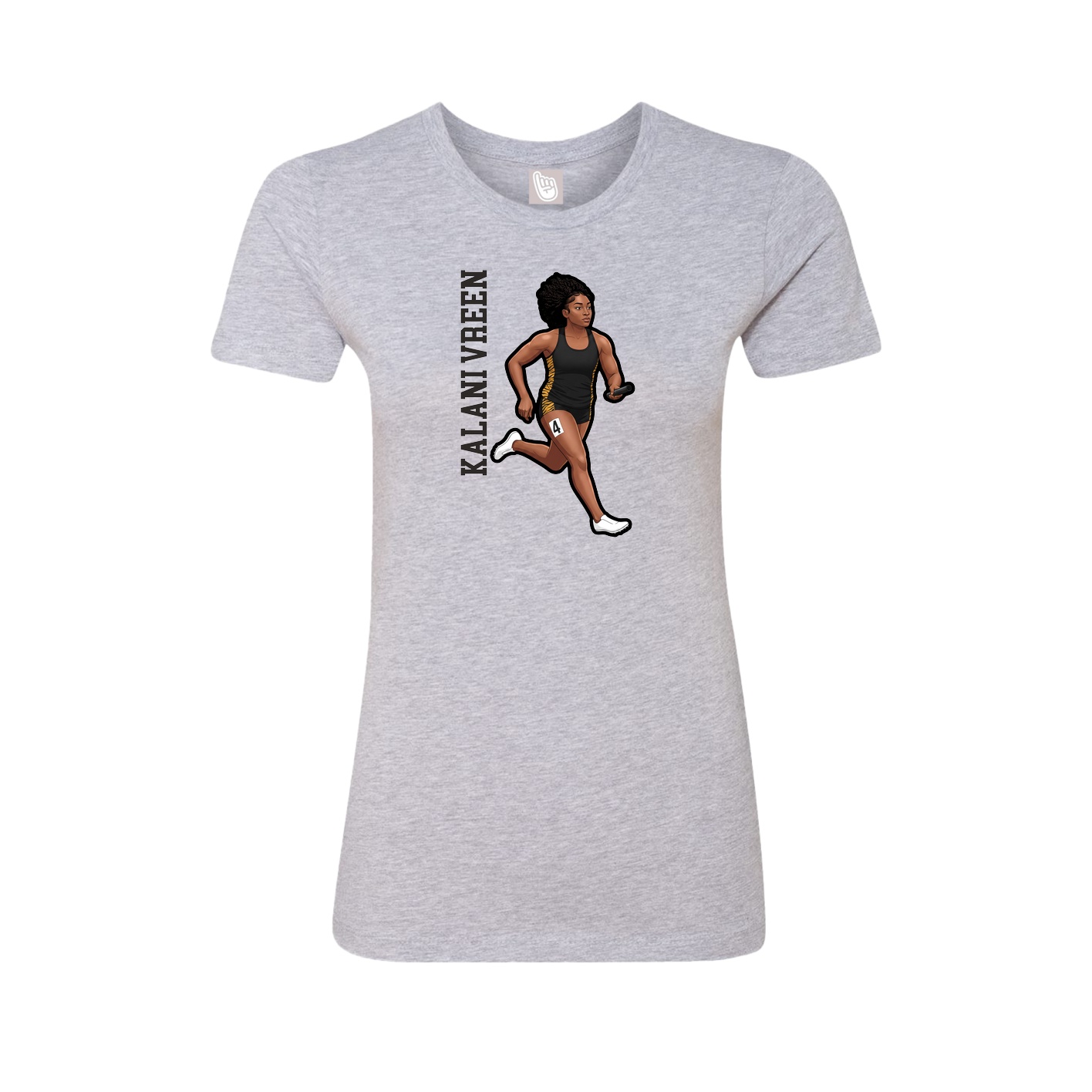 Fitted Women's Tee — Name Vertical in Grey