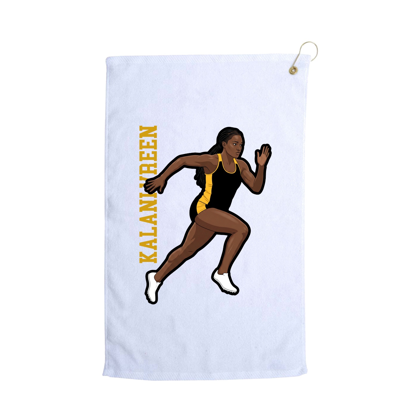 Golf Towel — Name Vertical in White