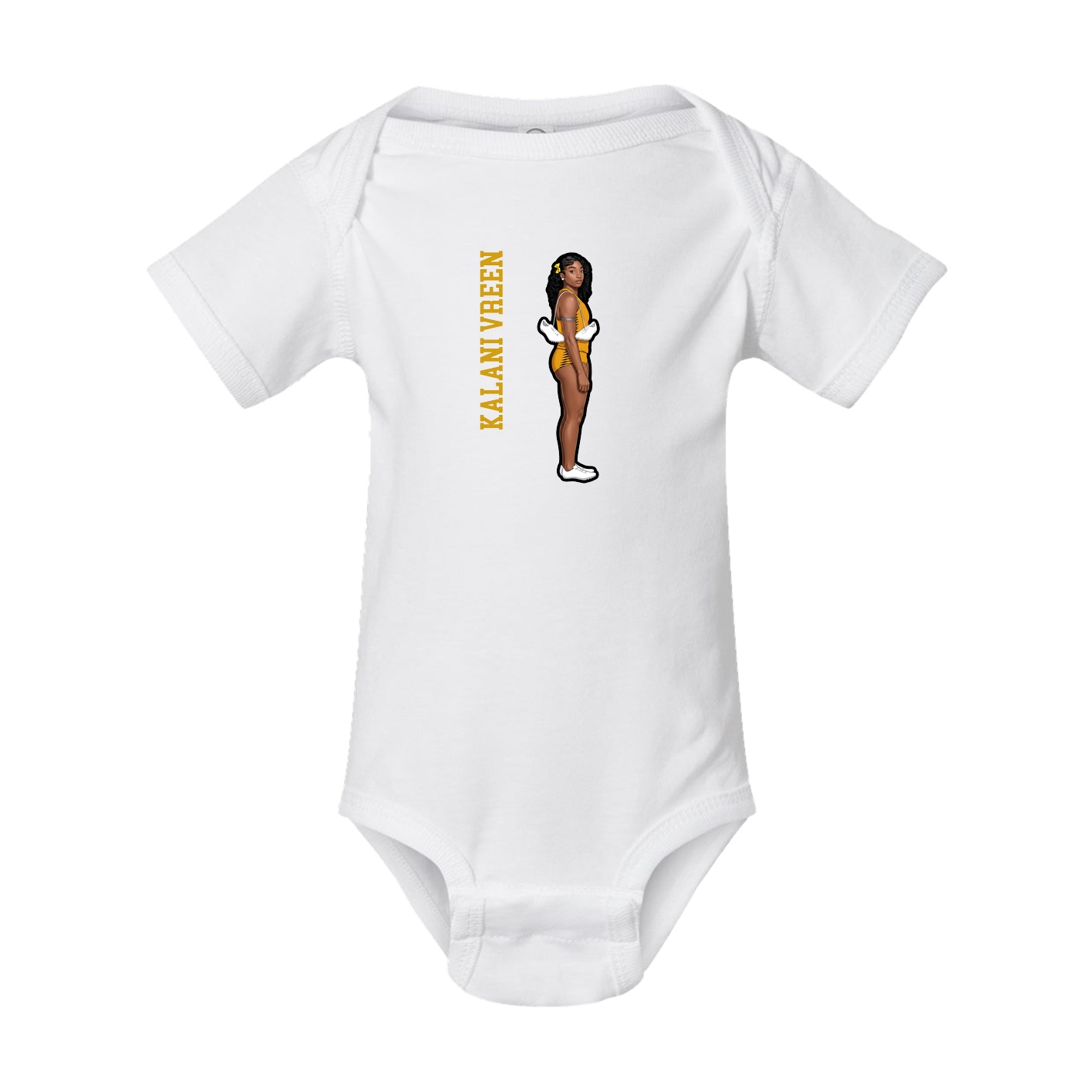 Baby Onesie — Name Vertical in White