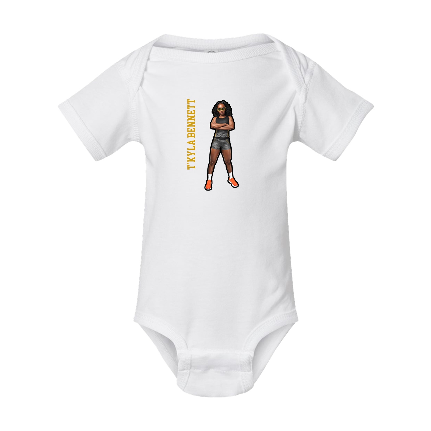 Baby Onesie — Name Vertical in White