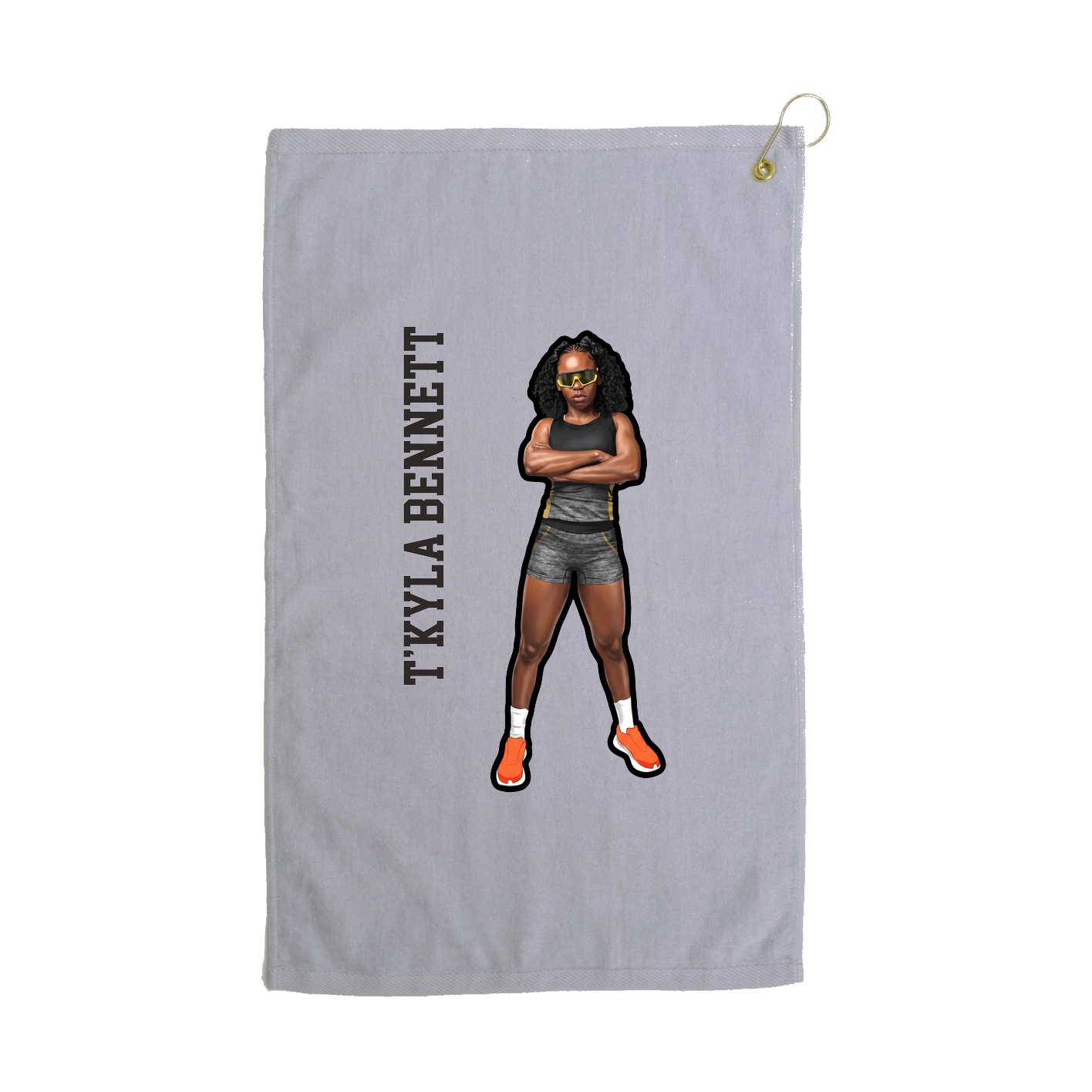 Golf Towel — Name Vertical in Grey