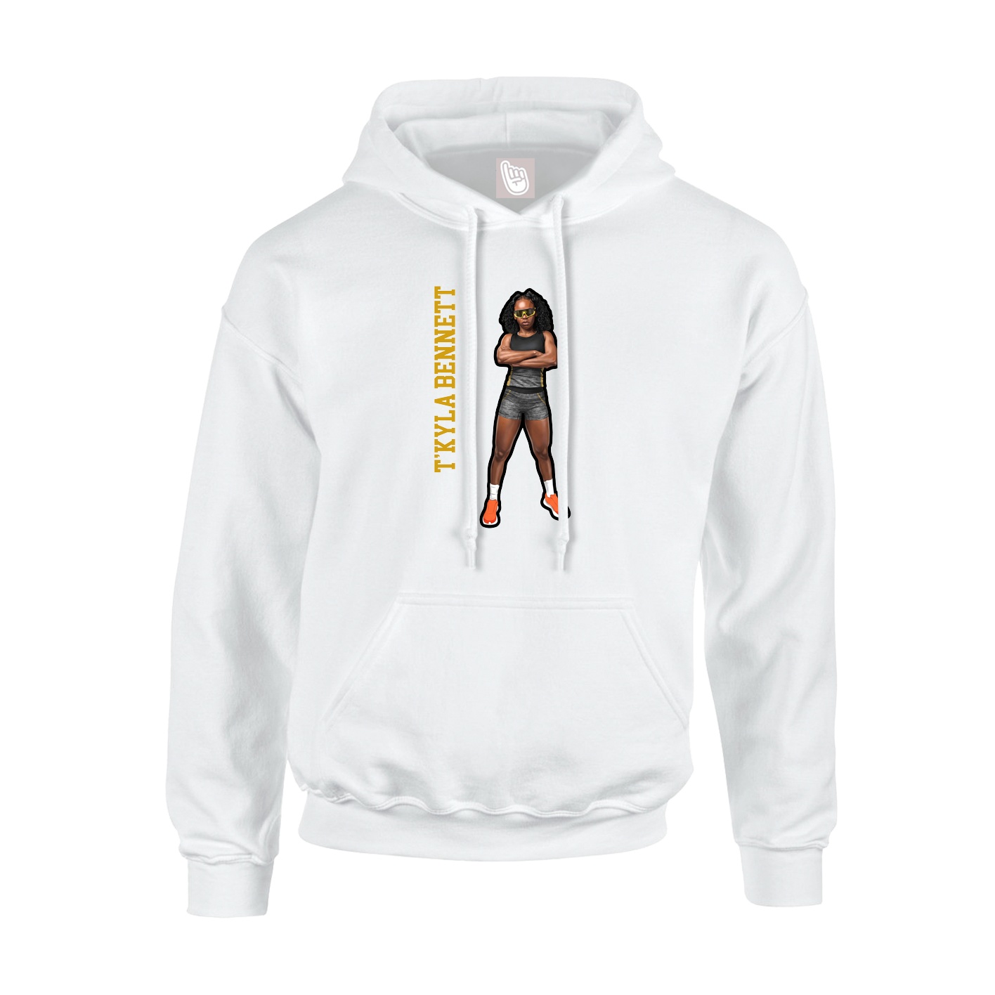 Youth Hoodie — Name Vertical in White