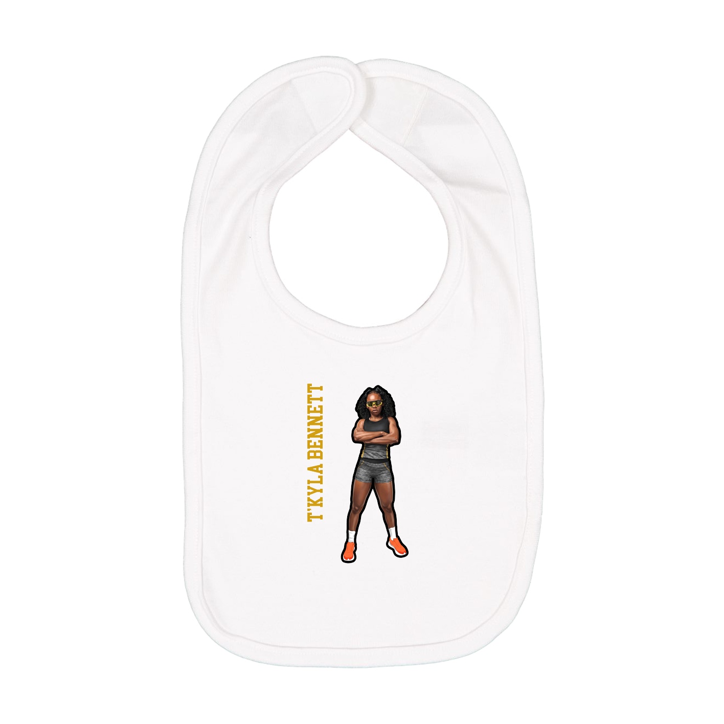 Infant Bib — Name Vertical in White