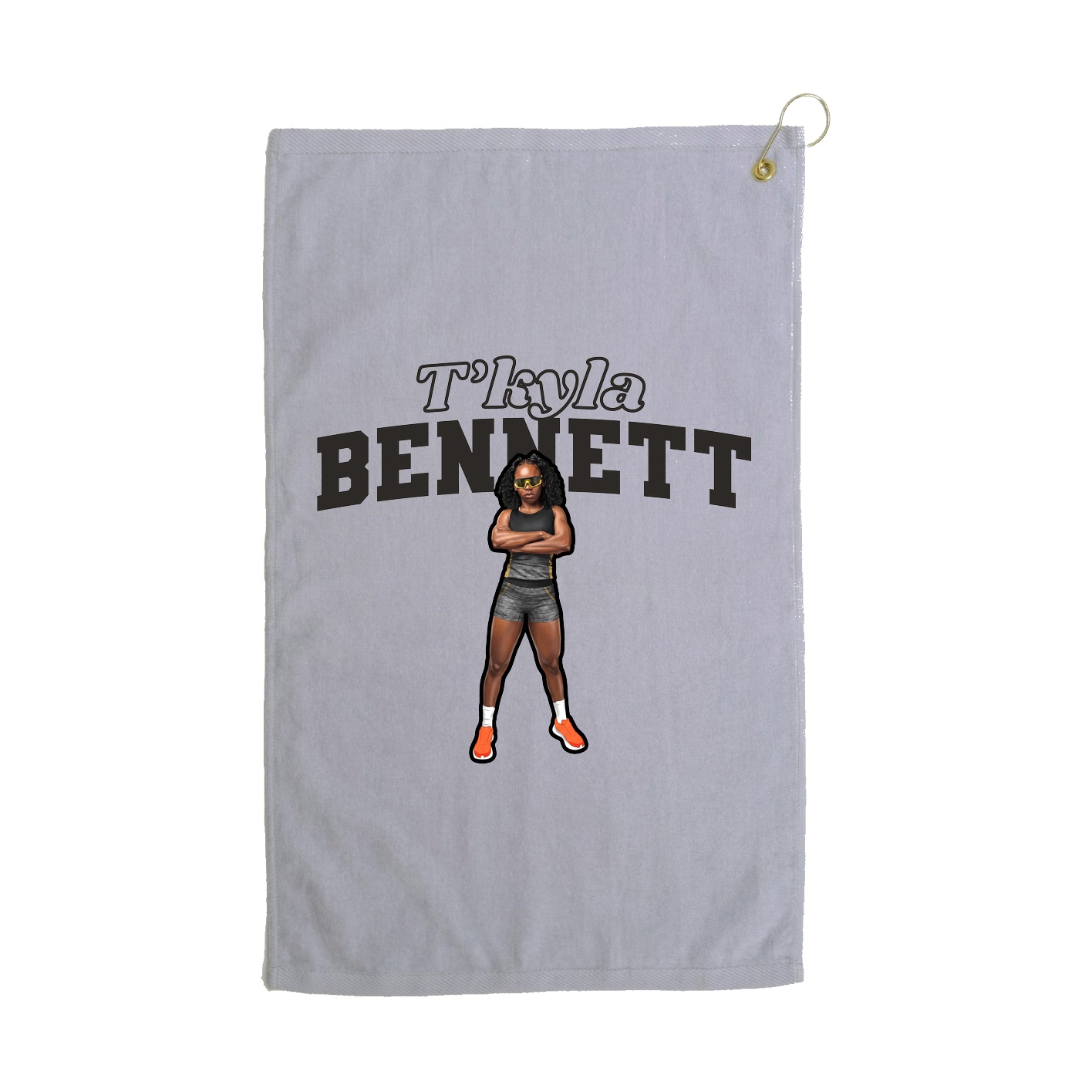 Golf Towel — Name Arch in Grey