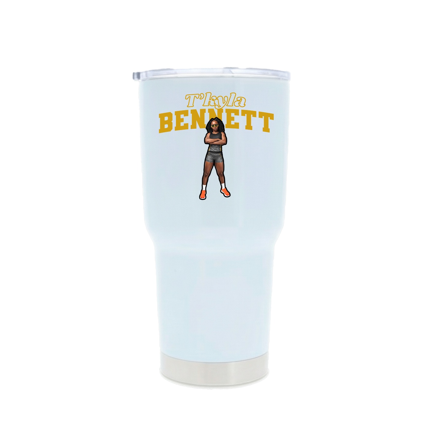 30oz Stainless Steel Tumbler — Name Arch in White